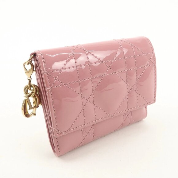 ❤️Authentic Christian Dior Lady Dior Canage Patent Leather Tri-fold Wallet ❤️ - Picture 2 of 16